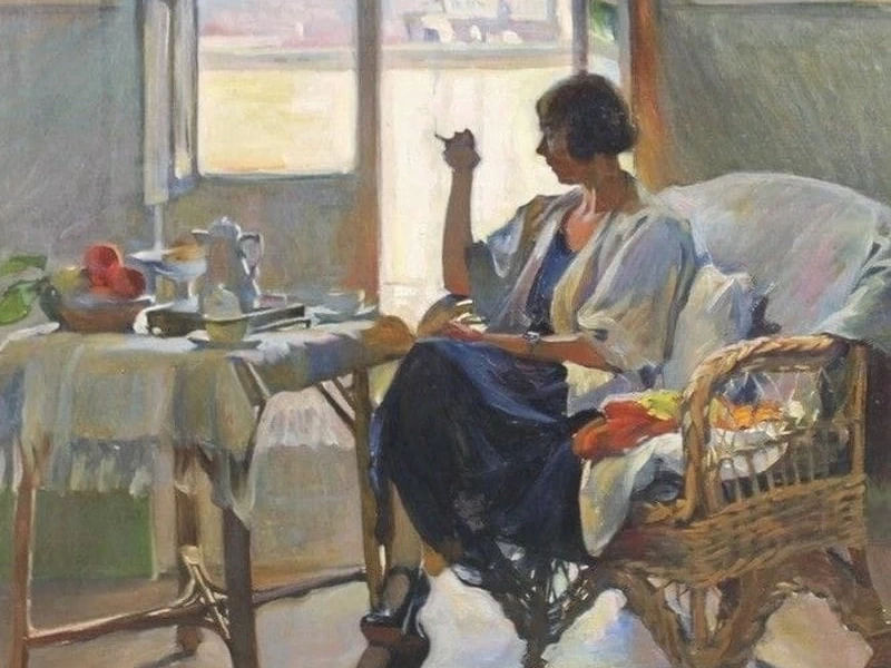 1869-Annie Rose Laing - Signora al tavolo della colazione